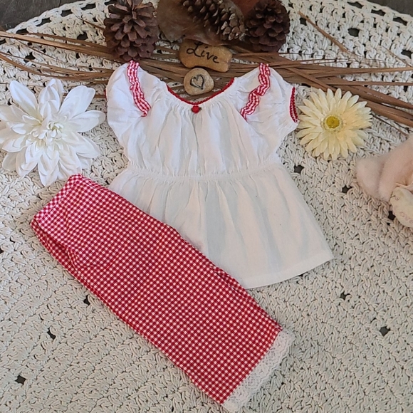 NWOT BO HO RED WHITE 2 PIECE SET PLAID MULTI 3T